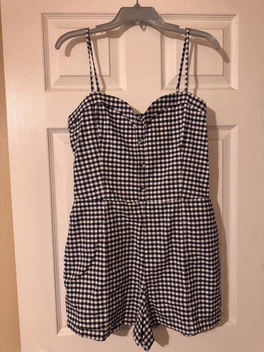 Abercrombie & Fitch Navy and White Gingham Romper